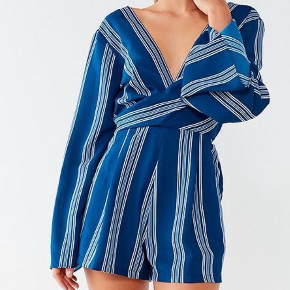 Angie Blue and White Striped Jumpsuit